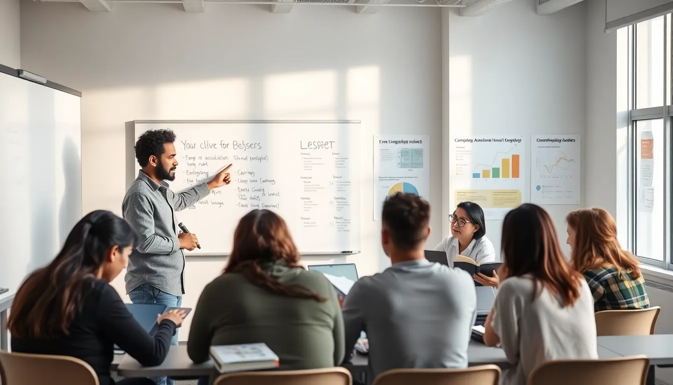 diverse learners engaging in a modern classroom on language acquisition.